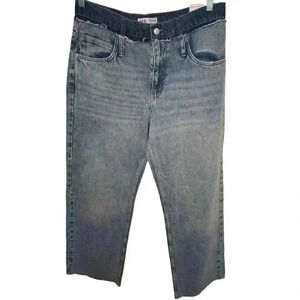 ZARA WOMAN NWT SS24 STRAIGHT-LEG DOUBLE WAISTBAND HIGH RISE JEANS 14 1889/053